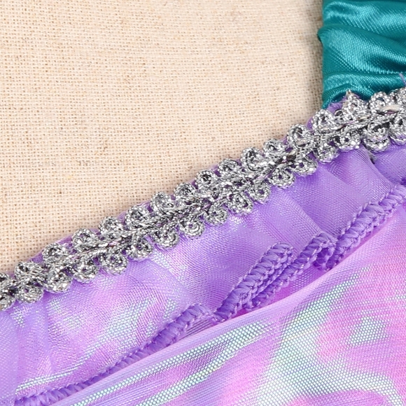 Little Mermaid Ariel Costume Dress 4T Purple & Teal Girls Disney Princess Gown - Picture 5 of 6